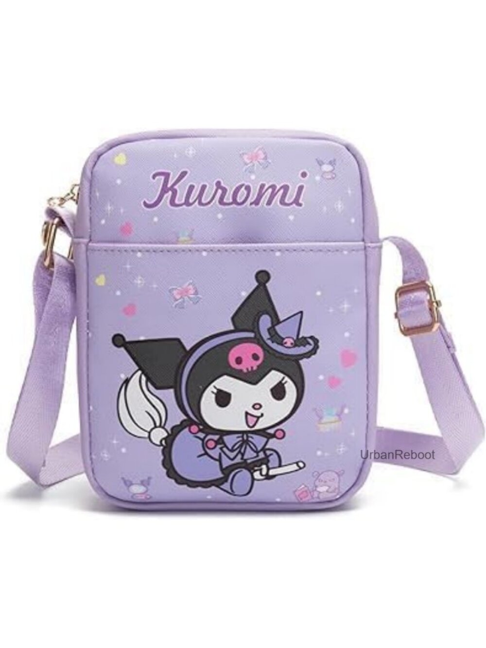 Cartoon Print Mini Crossbody Bag PU Shoulder Bag Zip Purse